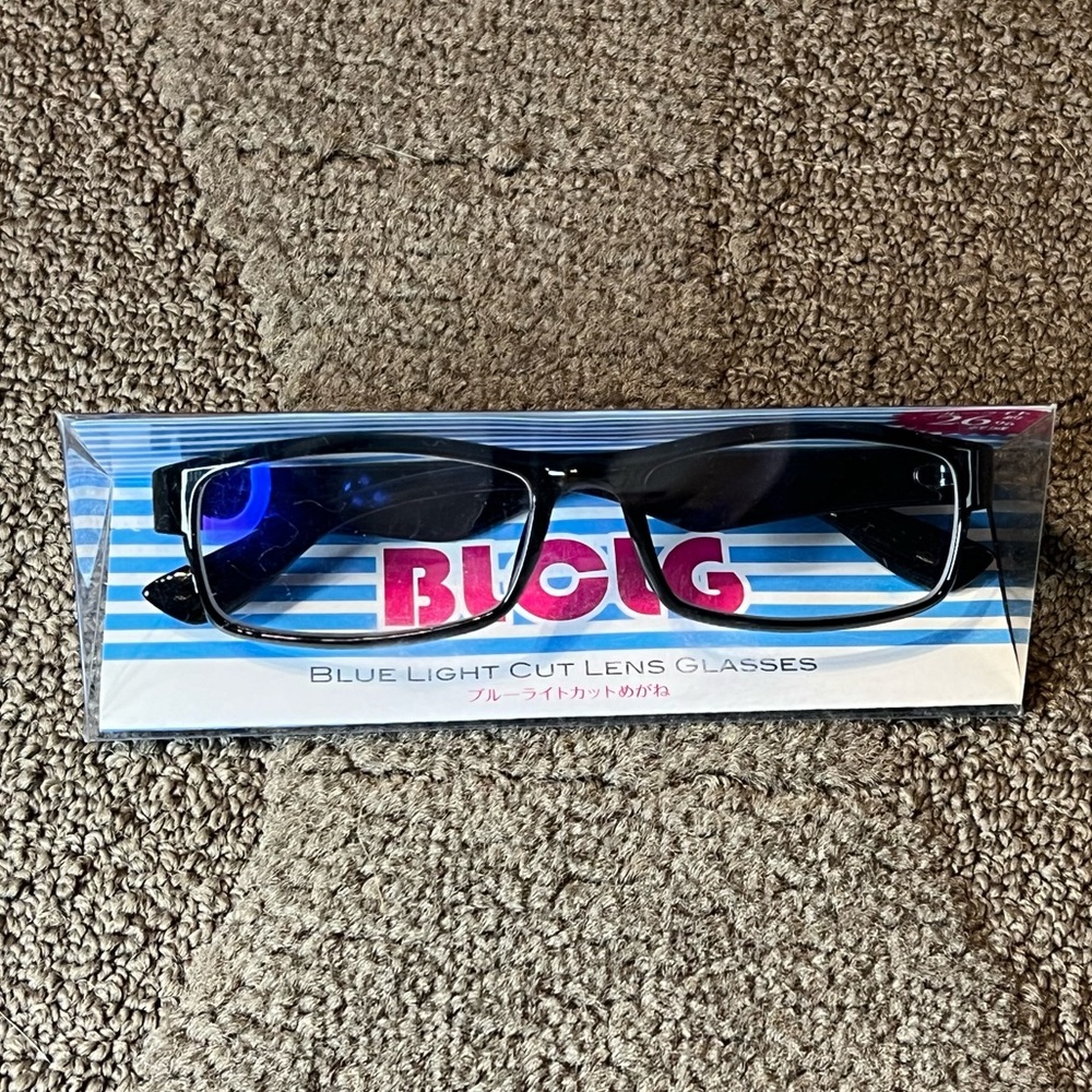 Blue Light Cut Lens Glasses Black Rectangle Frame Eye Protection Optical Health